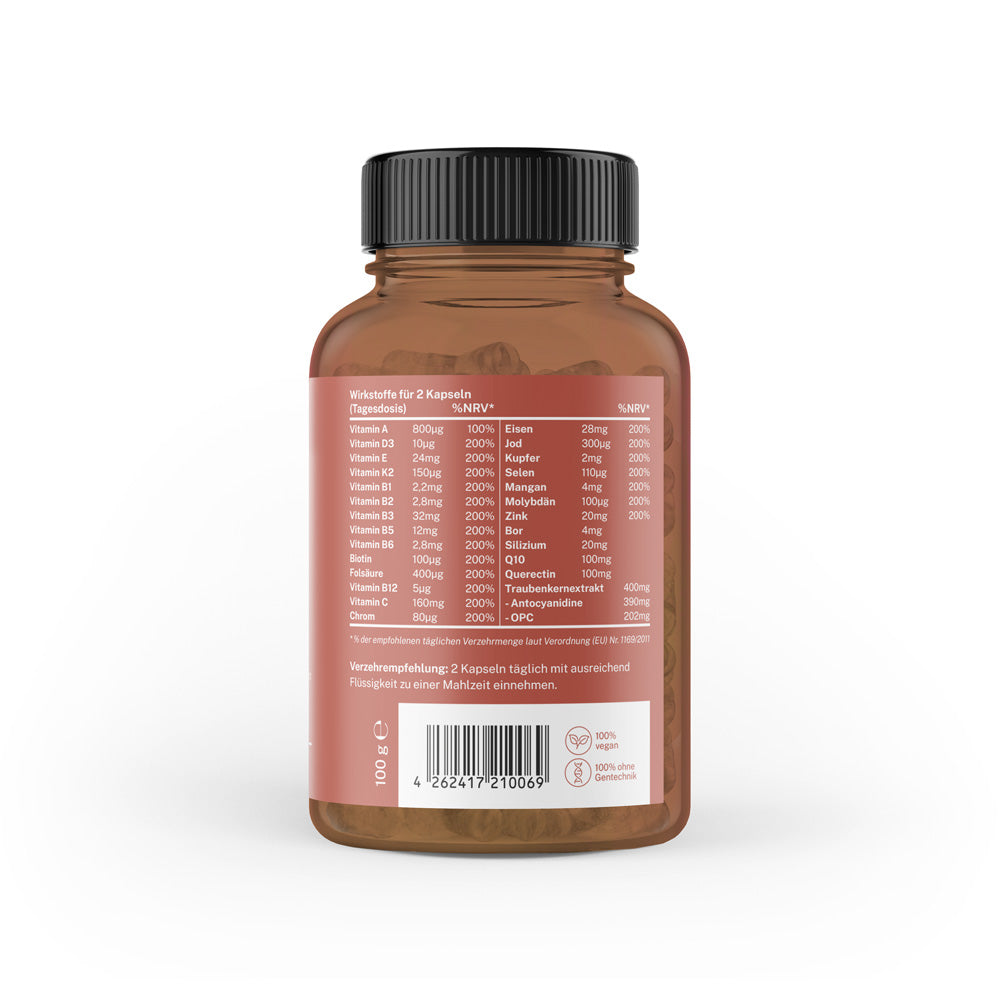 Multivitamin mit Q10, OPC & Querecetin (im Braunglas)