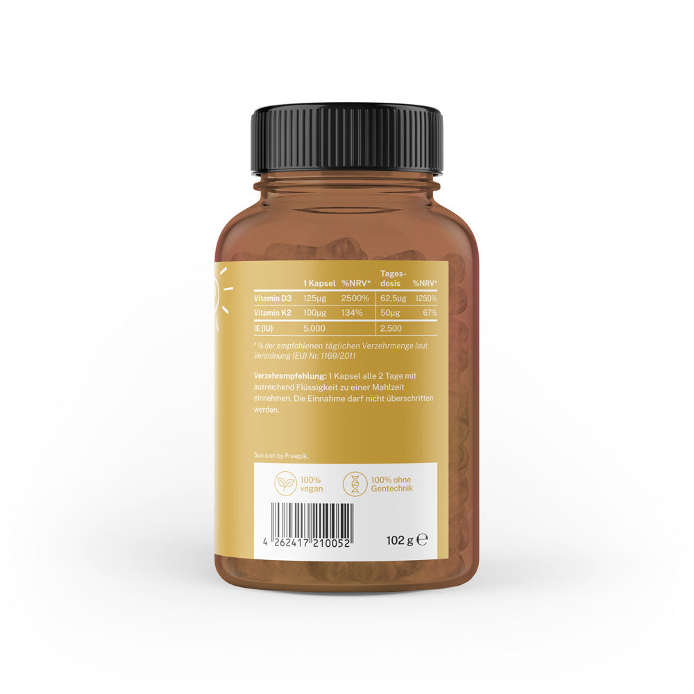 Vitamin D3+K2 Depot (MK7 all-trans) vegan (im Braunglas)