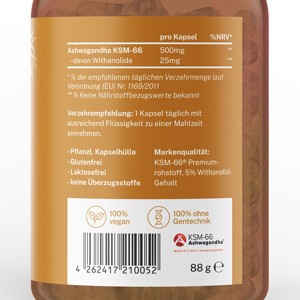 Bio-Ashwagandha KSM66® (im Braunglas)