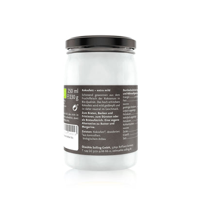 Bio Kokosfett 250 ml (mild, ohne Geschmack)