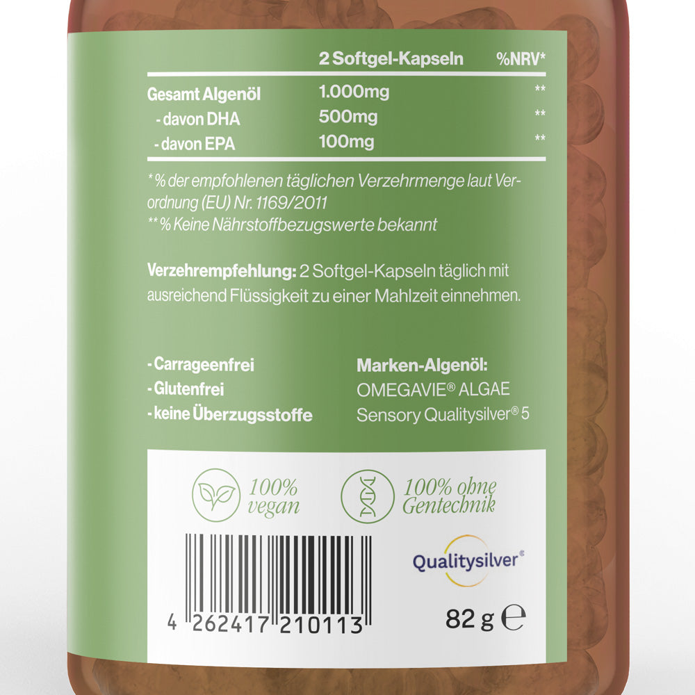 Omega-3 Algenöl vegan (im Braunglas)