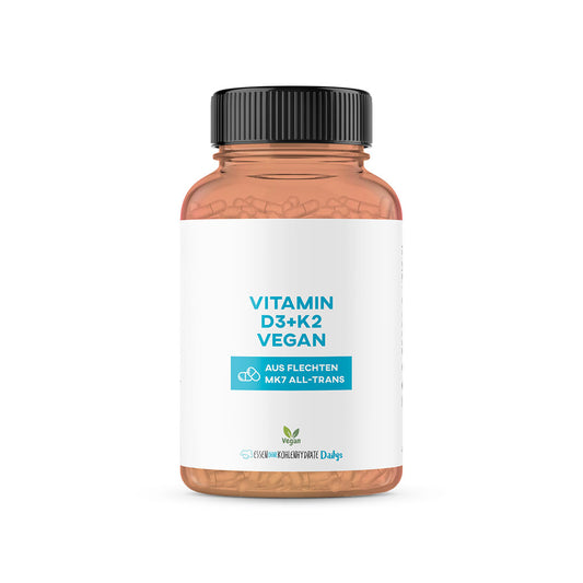Vitamin D3+K2 (MK7 all-trans) vegan (im Braunglas) (MHD 31.08.2023)